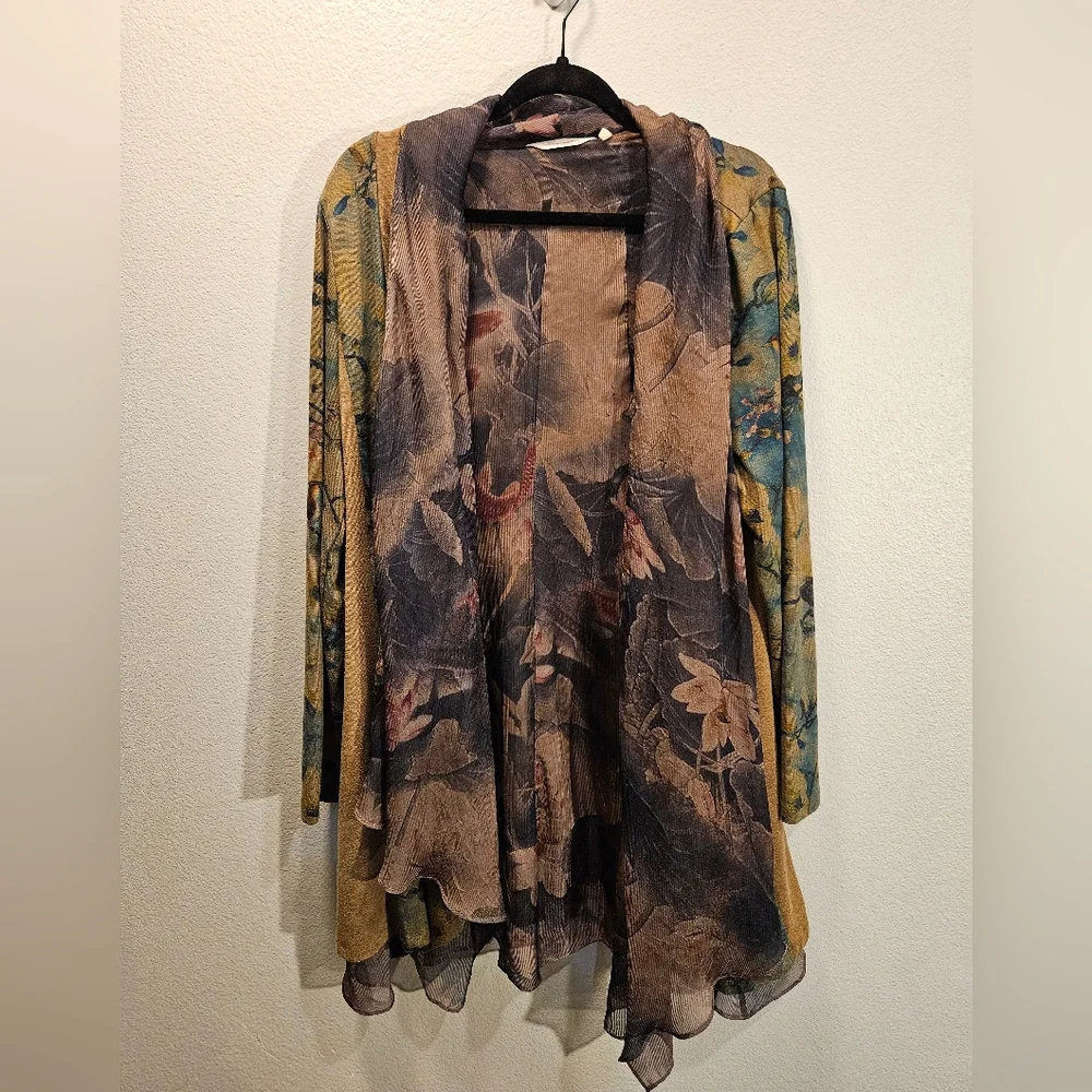 Soft Surroundings Tea Gardens Printed Floral Open Cardigan Women Size XL - Picture 2 of 6